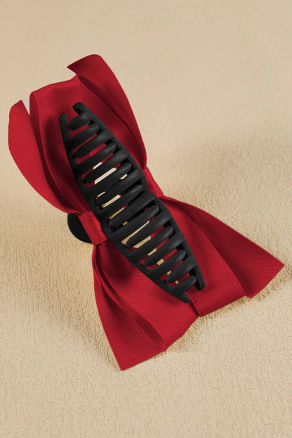 White Elegant Satin Bow Large Hair Claw Clip for Women