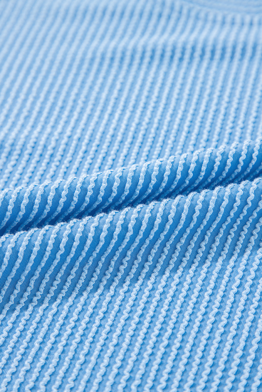 Blue Ribbed Knit Lounge Set Wide Leg Pants Outfit