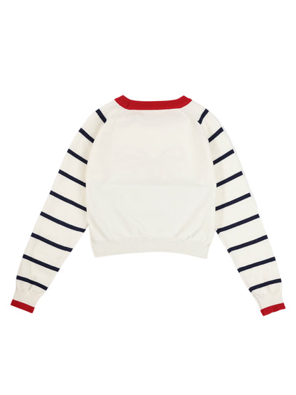 Strawberry Embroidered Knit Sweater for Girls