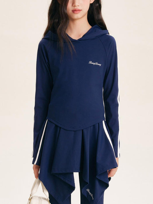 Stylish Hooded Athletic Set for Girls – Flared Skirt & Pants Set