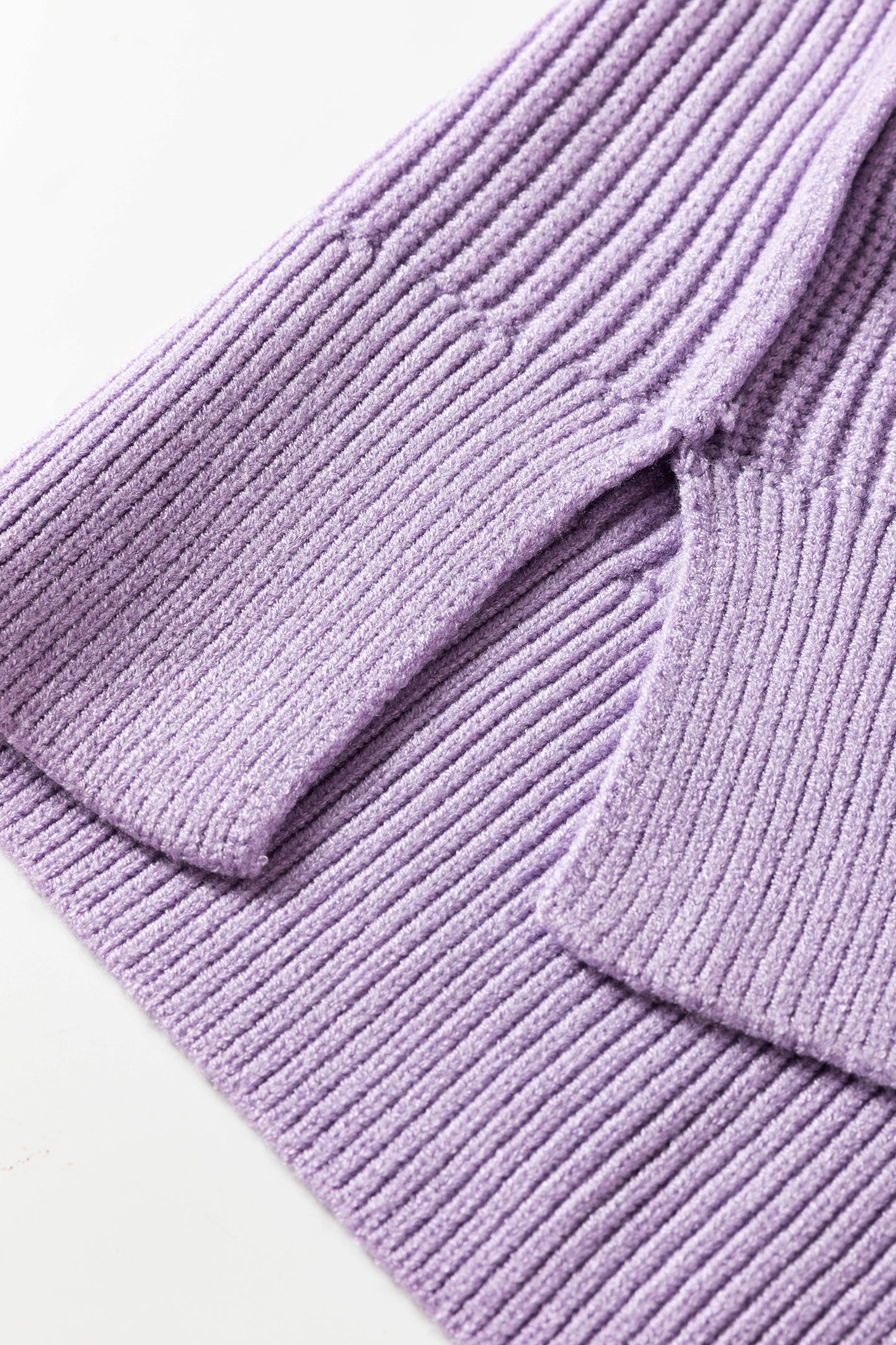 Orchid Purple Mock Neck Ribbed Knit Oversized Sweater Top