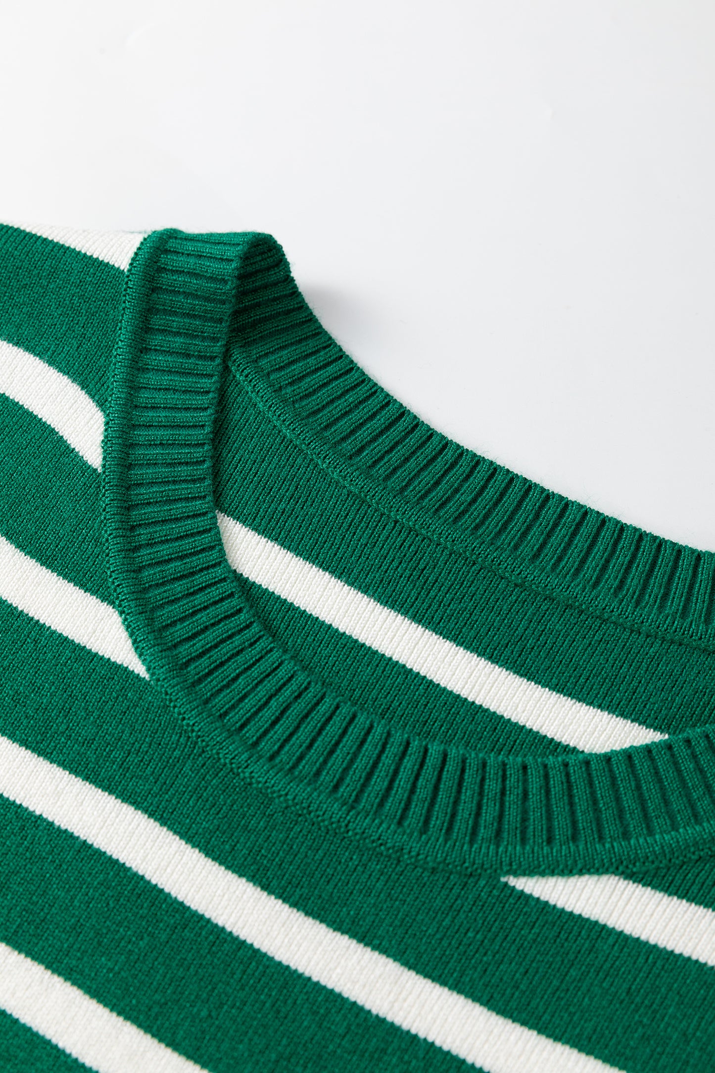 Green Striped Sleeveless Knit Sweater Vest Casual Top