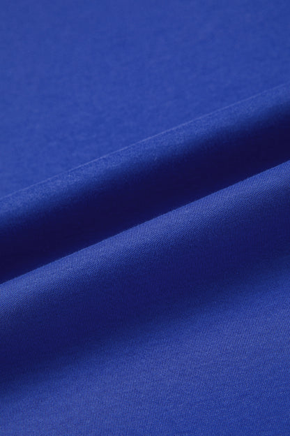 Dark Blue Oversized Mock Neck Tee Casual Relaxed Top
