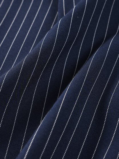 Kids Pinstripe Wide Leg Pants Elastic Waist