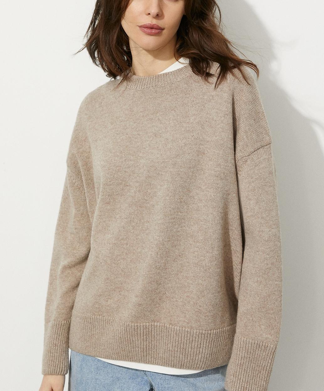 Cozy Solid Crewneck Knit Sweater for Women Fall Winter