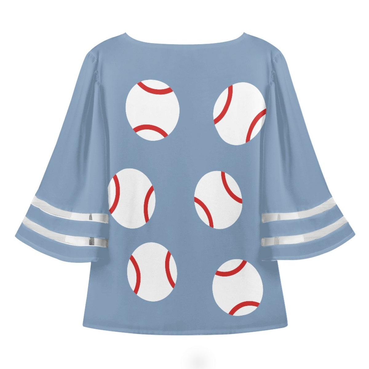 Baseball Lace Paneled Chiffon Women's Top