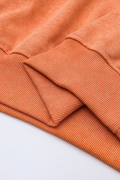 Orange Washed Drop Shoulder Crewneck Sweatshirt Oversized