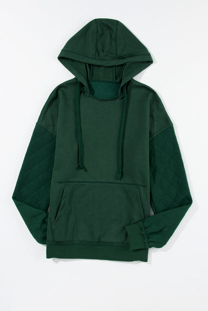 Chestnut Quilted Patchwork Exposed Seam Hoodie