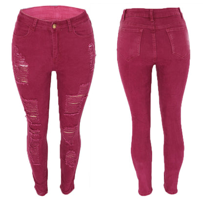 Slim Fit Multicolored Ripped Jeans for Women