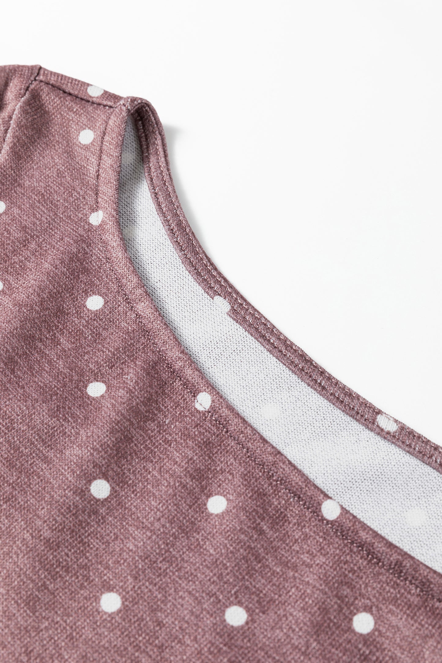Dark Brown Polka Dot Boat Neck Long Sleeve Knit Top