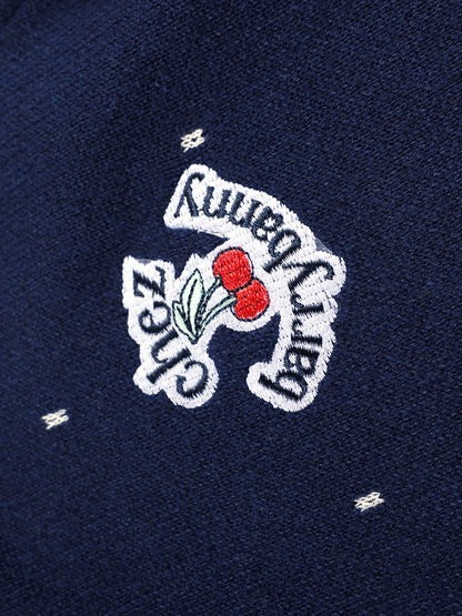 Girls Navy Knit Set with Peter Pan Collar