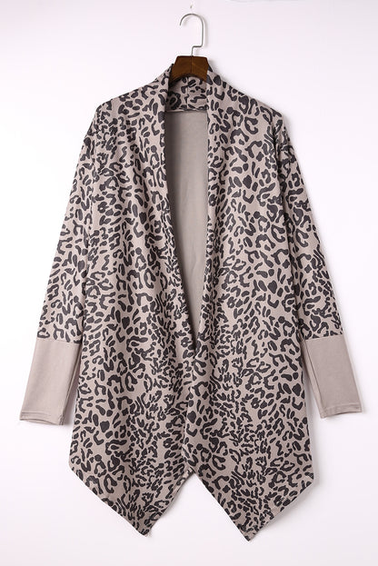 Leopard Open Front Cardigan