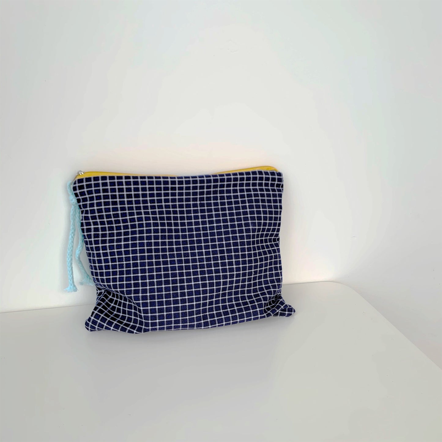 Plaid Contrasting Color Colored Cotton Cloth Portable Storage Bag