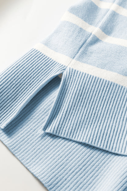 Parchment Striped Short Sleeve Crewneck Knit Sweater Top