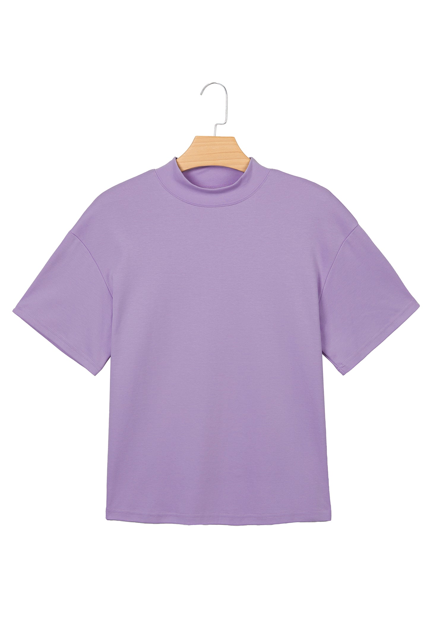 Dark Blue Oversized Mock Neck Tee Casual Relaxed Top