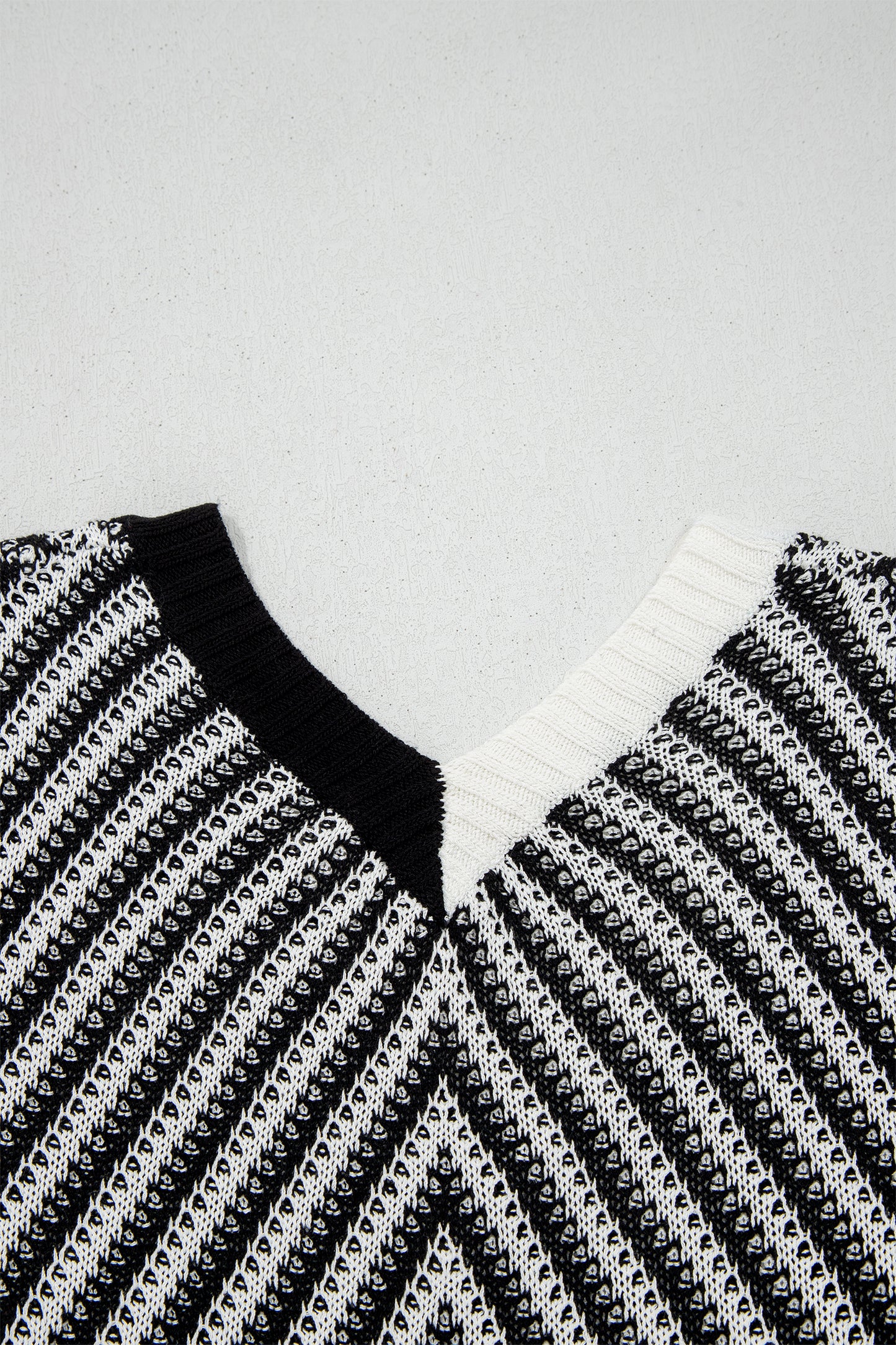Strawberry Pink Contrast Chevron Knit V Neck Sweater Vest