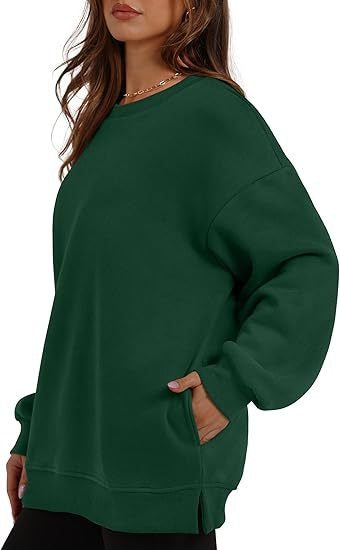 Oversized Crewneck Fleece Sweatshirt - Cozy Pullover Top