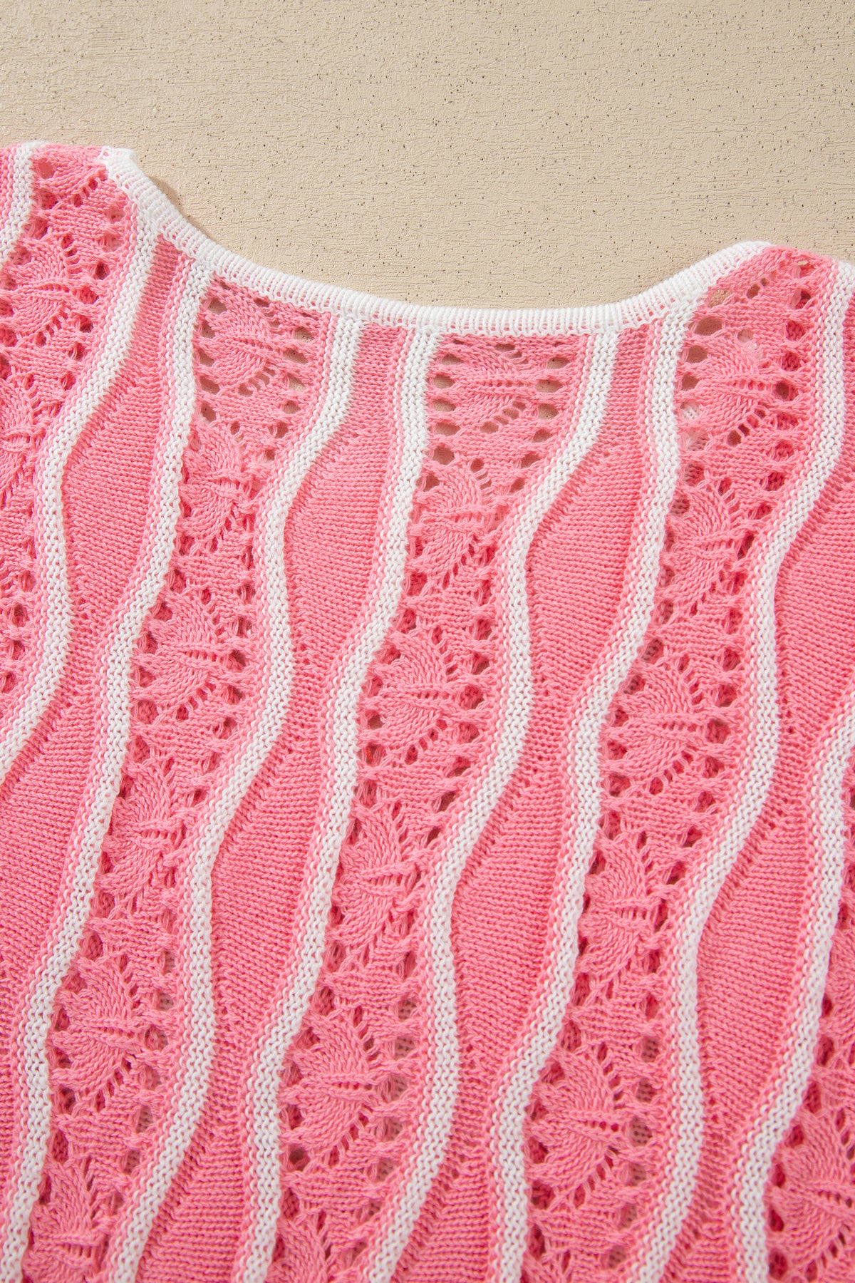 Women's Wavy Stripe Open Knit Pullover Sweater