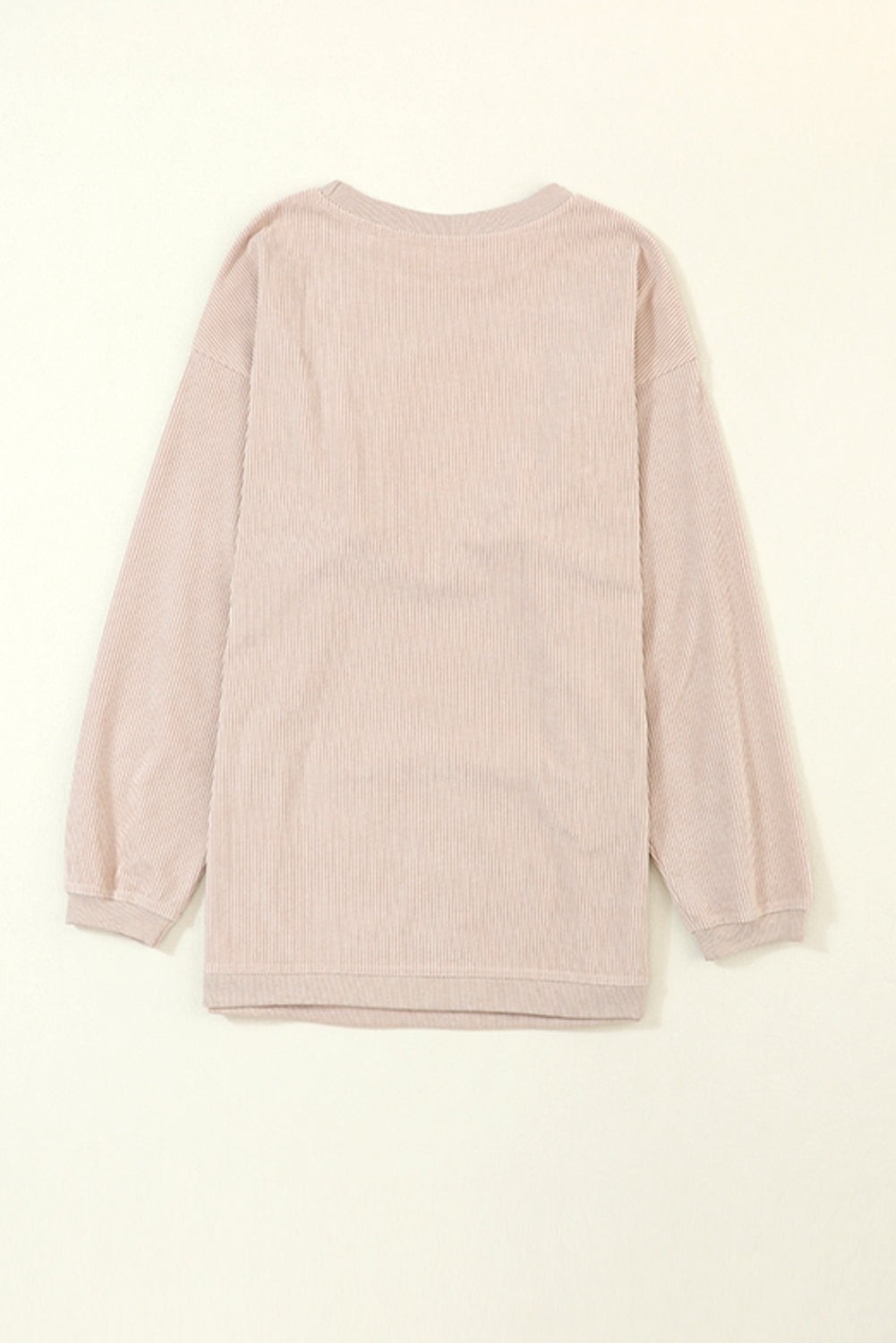 Apricot Ribbed Corduroy Oversized Long Sleeve Top