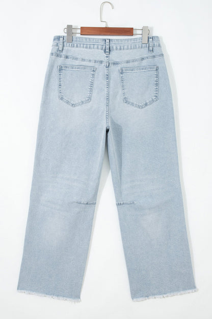 Game Day Sequin Football Patch Wide Leg Raw Hem Jeans
