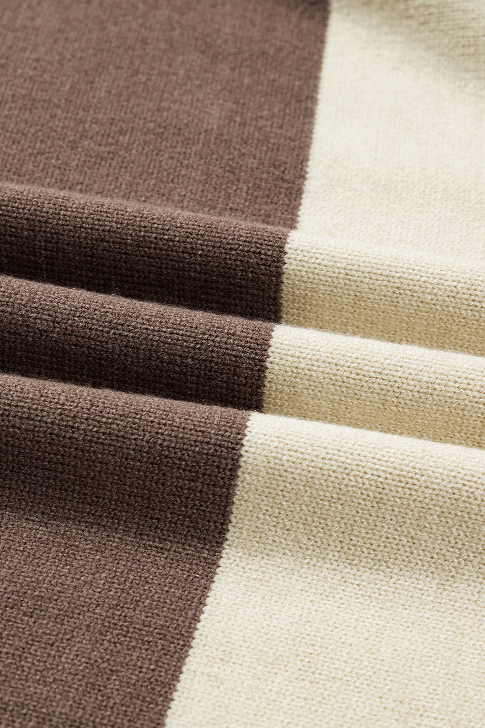 Black Beige Brown Colorblock Drop Shoulder Knit Sweater