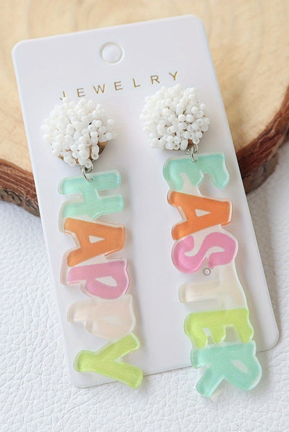 Happy Easter Acrylic Statement Drop Earrings