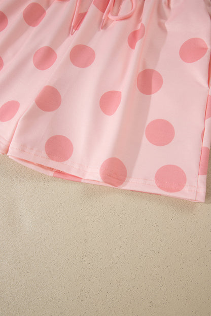 Polka Dot Lounge Set Tee and Drawstring Shorts Set