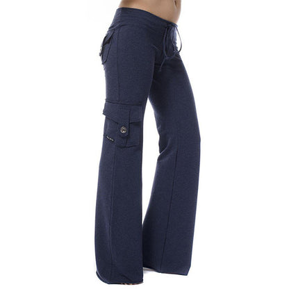 Women's Flare Cargo Yoga Pants Elastic Waist Pockets