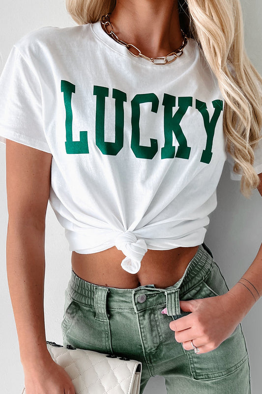 St. Patrick’s White Lucky Letter Graphic Tee