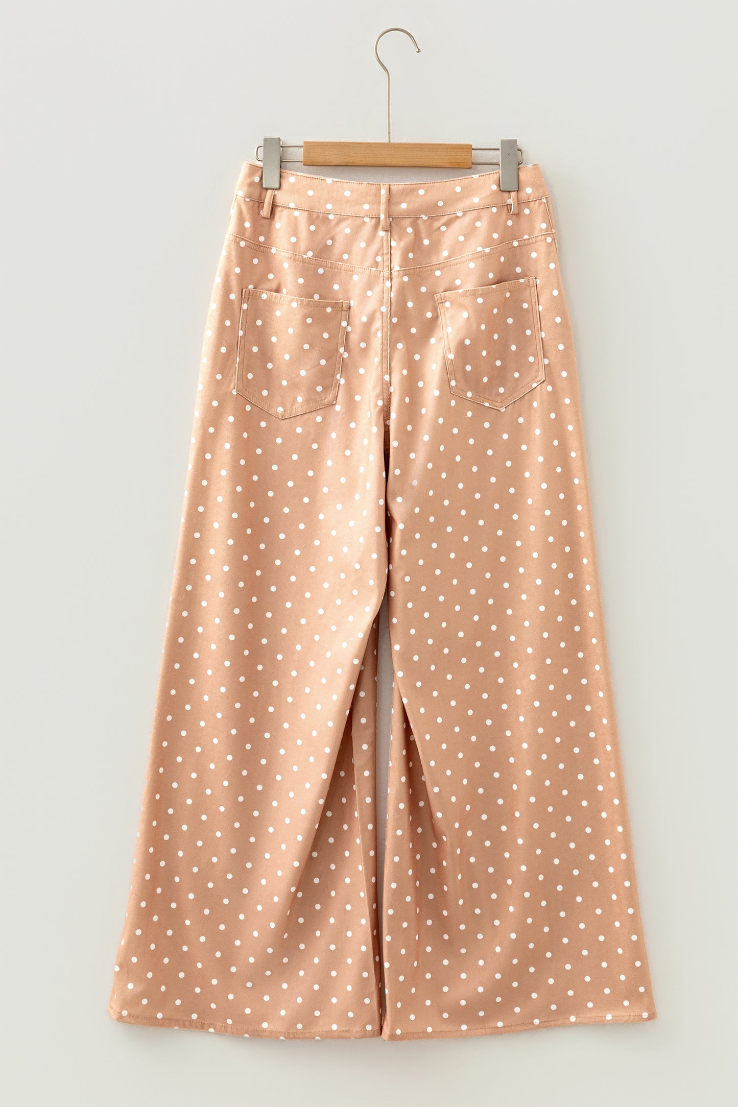 Khaki Polka Dot Drawstring Wide Leg Pants