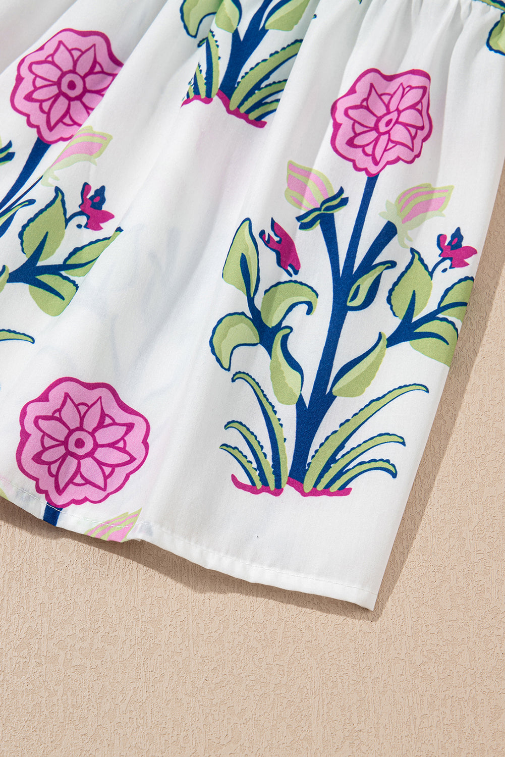 White Floral Contrast Trim V Neck Maxi Dress