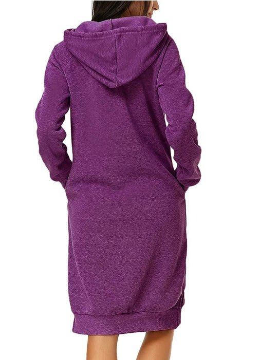 Women's Long Hoodie Dress Pocket Side Slit Sweatshirt