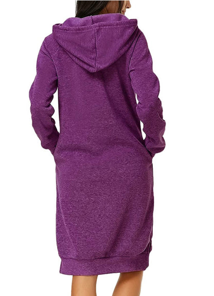 Women's Long Hoodie Dress Pocket Side Slit Sweatshirt