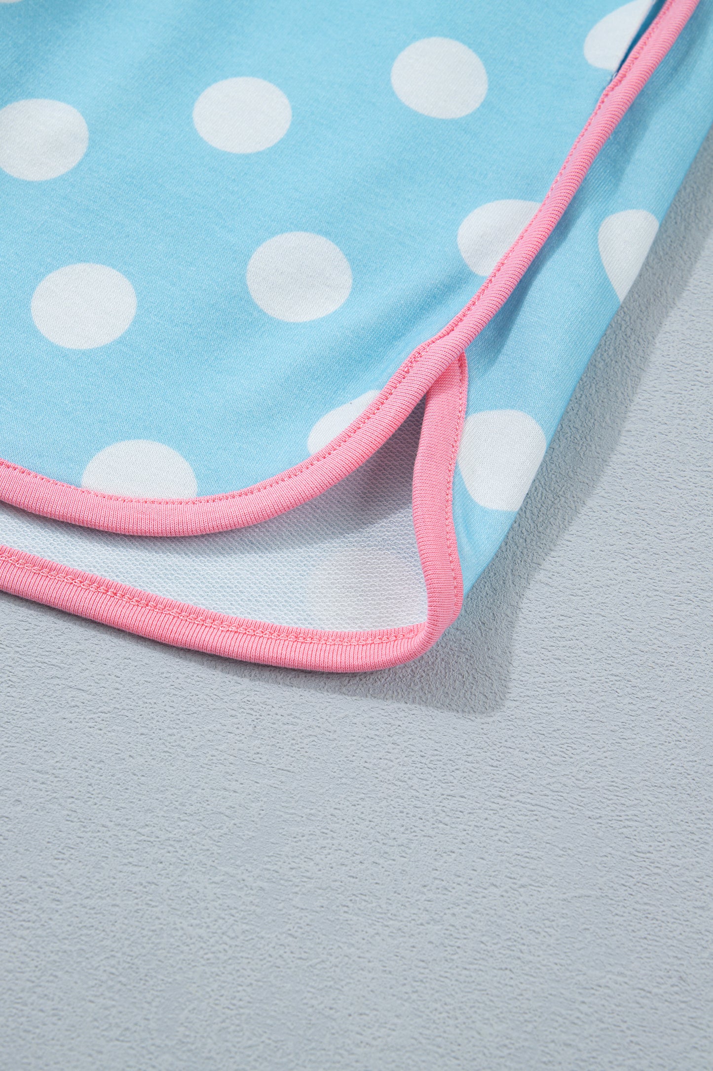 Polka Dot Lounge Set Contrast Trim Tee and Shorts