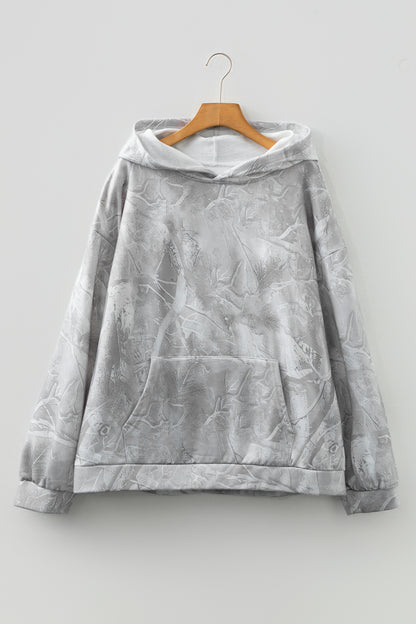 Gray Plus Size Camo Oversized Hoodie Sweatshirt
