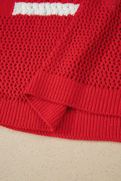 American Flag Knit Sweater Vest Patriotic Summer Top