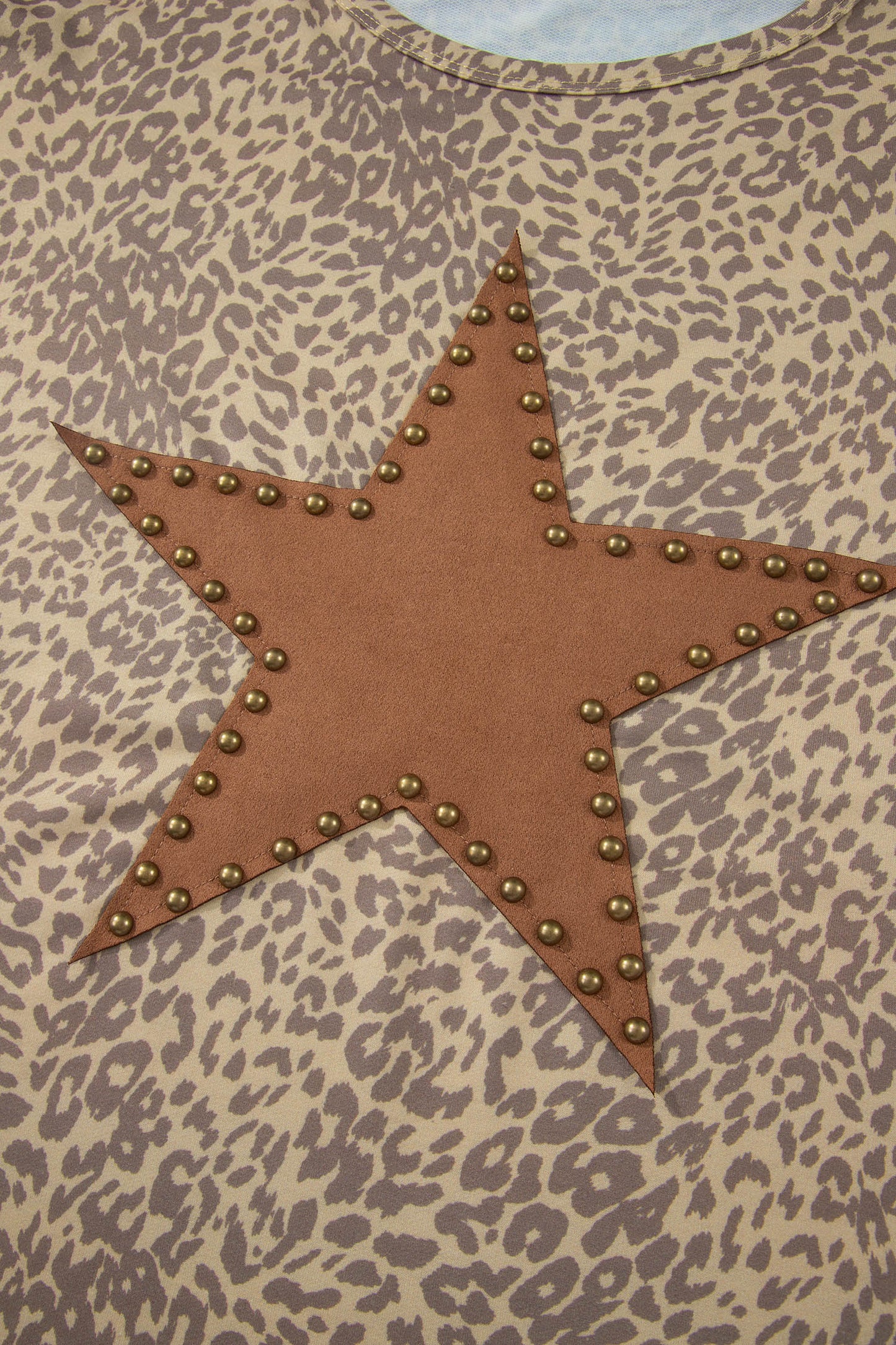 Leopard Star Patch Studded Oversized Western Graphic Tee