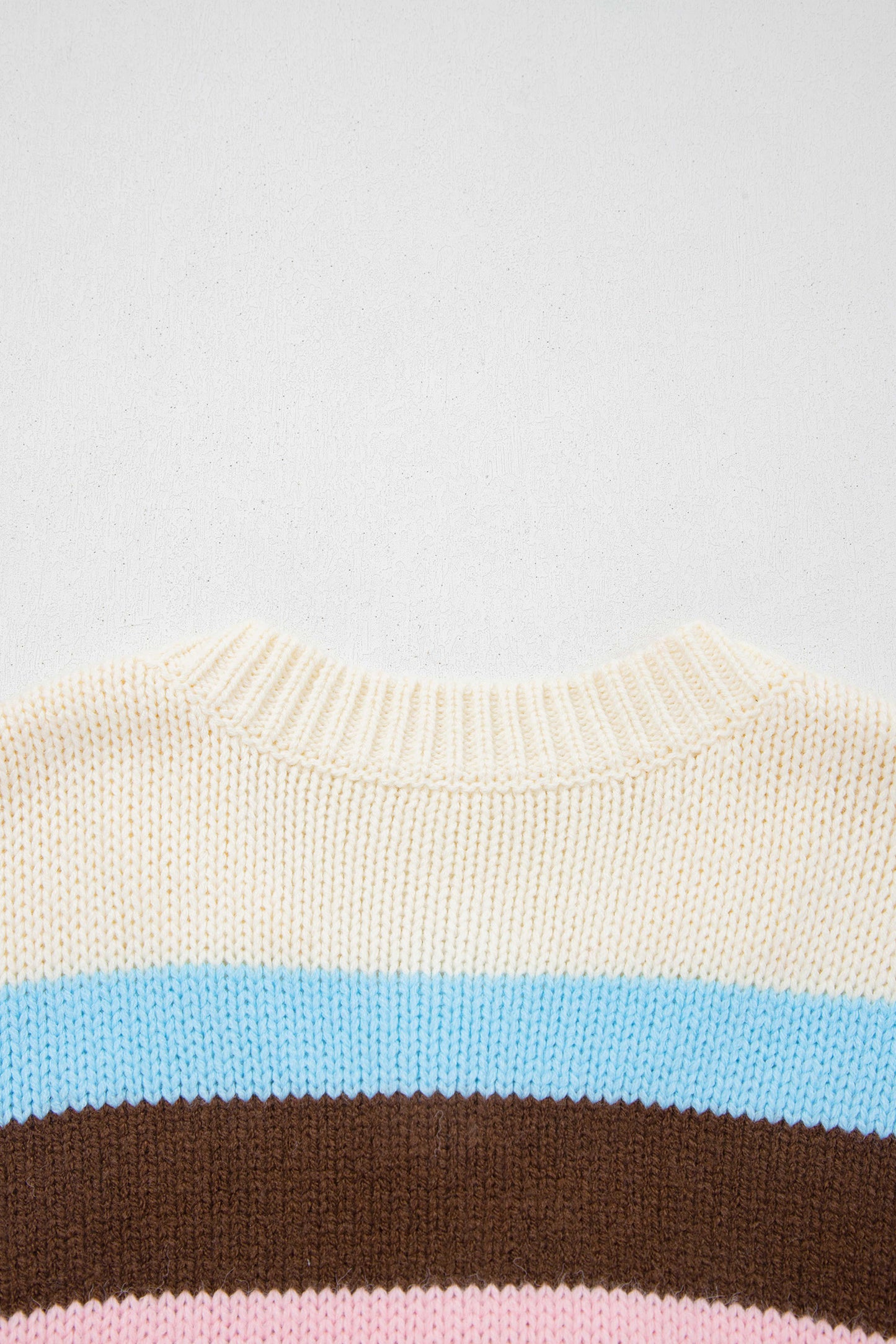 Multicolor Striped Colorblock Drop Shoulder Knit Cardigan