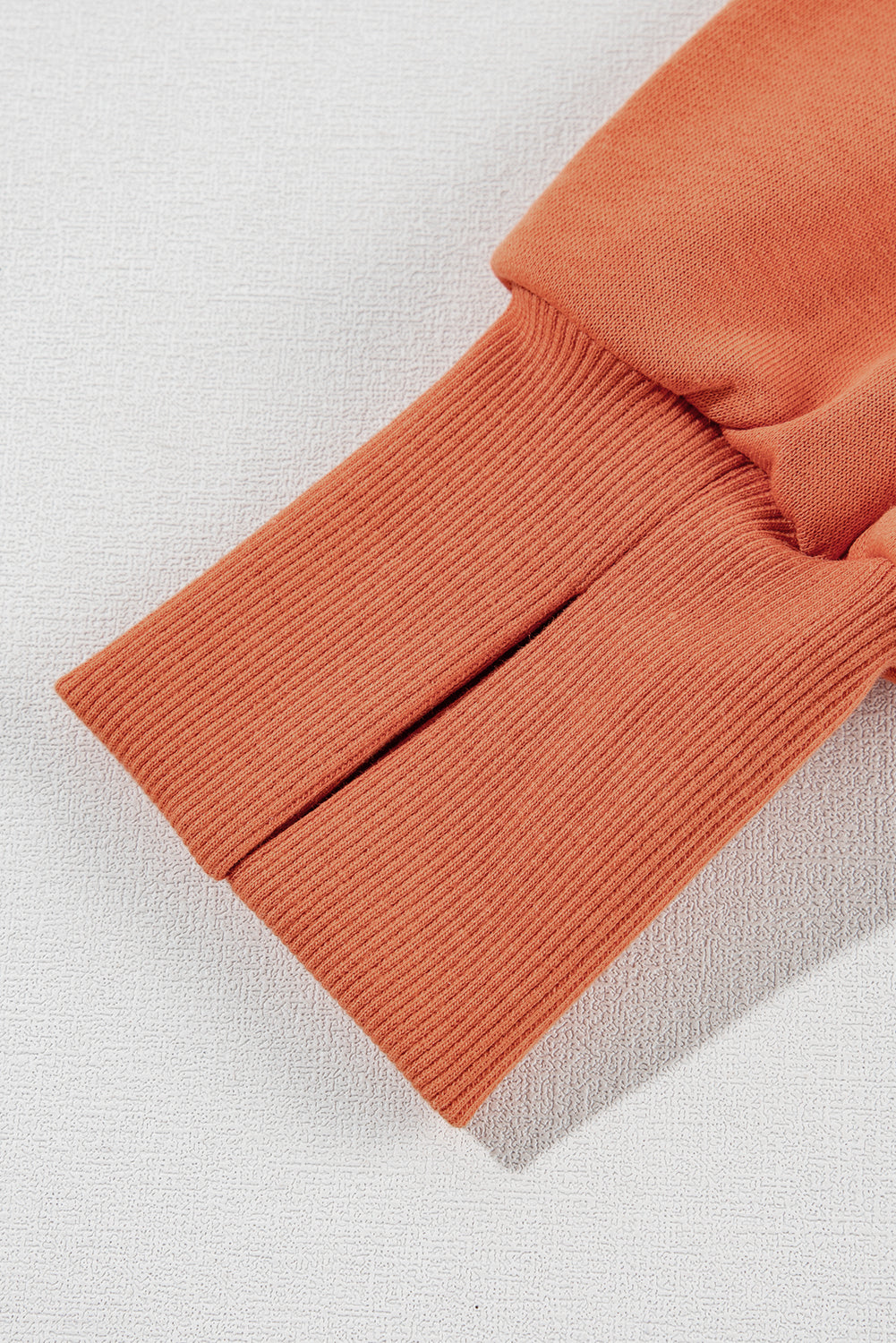 Orange Snap Collar Raw Hem High-Low Sweatshirt with Slits
