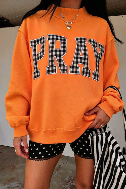 Gray PRAY Polka Dot Embroidered Mock Neck Sweatshirt