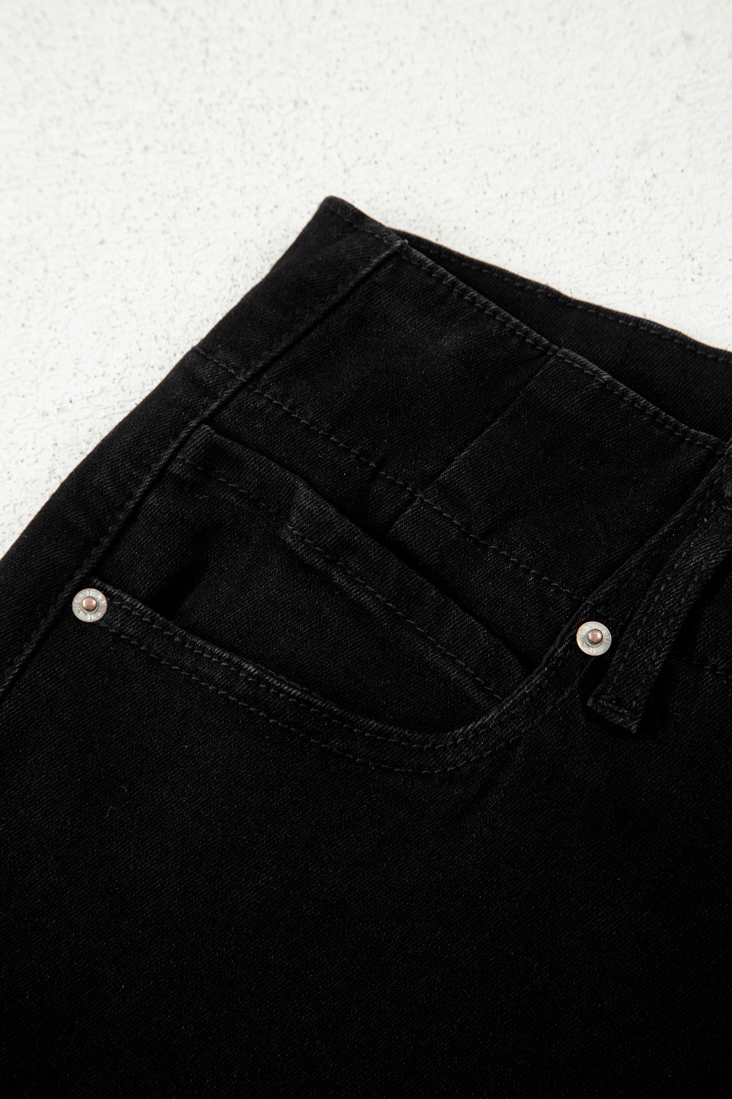 Black 2-Button High Waist Flared Bottom Jeans