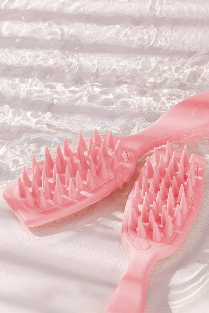 Silicone Scalp Massager Hair Brush Detangling Pink