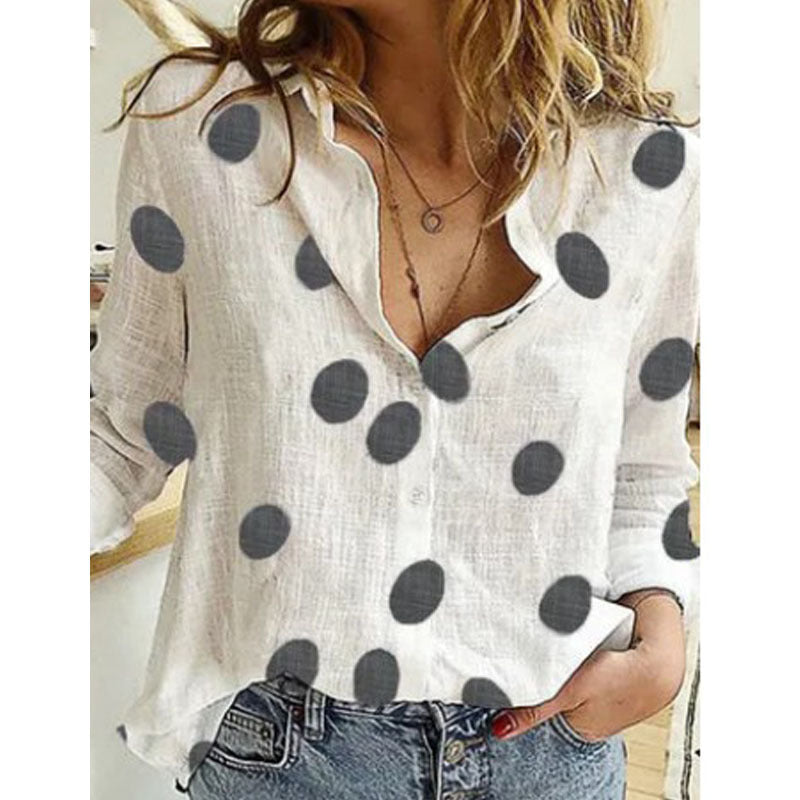 Women's Star Print Long Sleeve Button Down Blouse