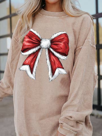 Christmas Big Bow Graphic Pullover Sweatshirt