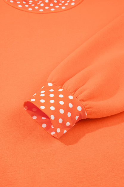 Red Polka Dot Trim Oversized Colorblock Sweatshirt