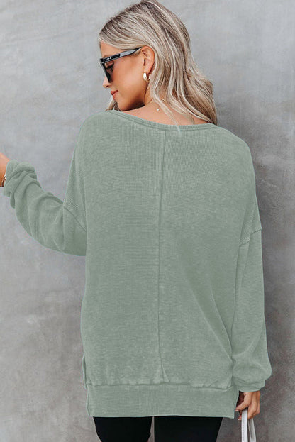 Women’s Waffle Knit Top Long Sleeve Casual Style