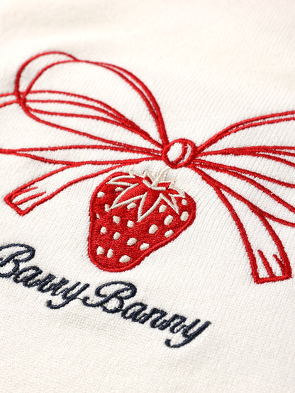 Strawberry Embroidered Knit Sweater for Girls