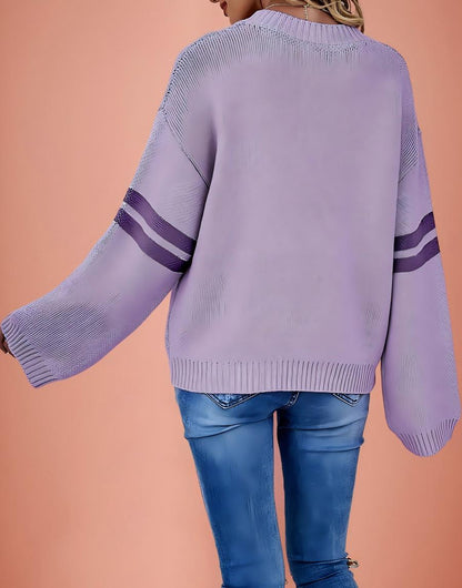 Pink Heart Contrast Knit Sweater Womens Valentine Pullover