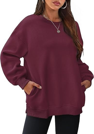 Oversized Crewneck Fleece Sweatshirt - Cozy Pullover Top