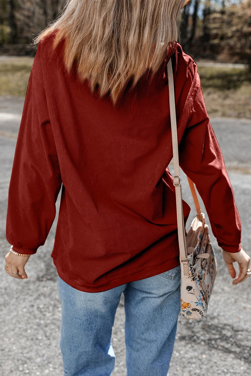 Ribbed Corduroy Love Graphic Pullover Valentine Sweatshirt